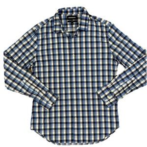 Bonobos Men's Slim Fit Stretch Blue‎ White Check Button Down Shirt Med